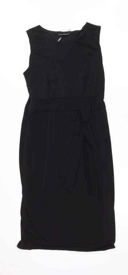 Bonmarché Womens Black Polyester Pencil Dress Size 10 Boat Neck Pullover