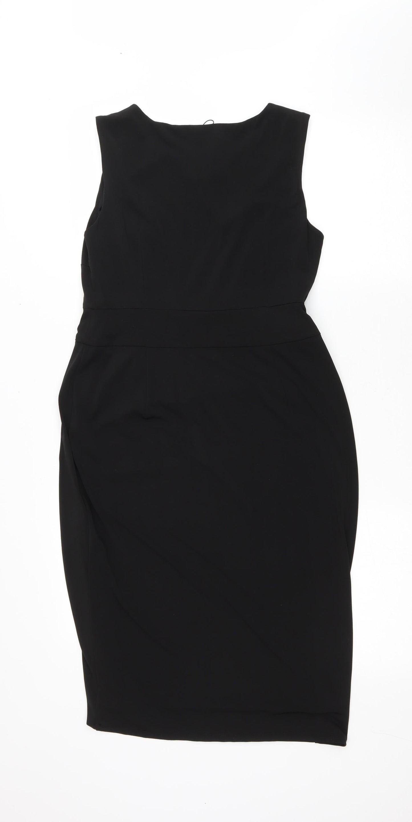 Bonmarché Womens Black Polyester Pencil Dress Size 10 Boat Neck Pullover