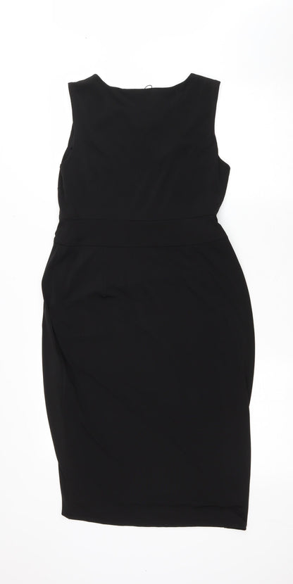 Bonmarché Womens Black Polyester Pencil Dress Size 10 Boat Neck Pullover