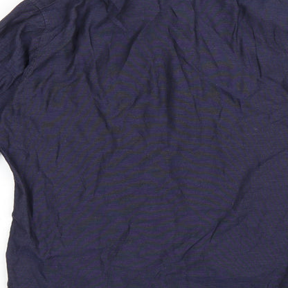 Thomas Mayes Mens Blue Polyester Button-Up Size M Collared Button