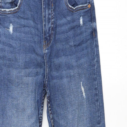 Denim & Co. Womens Blue Cotton Skinny Jeans Size 10 L25 in Regular Zip