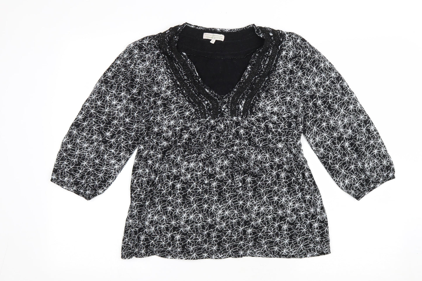 Womens UK Size 14 Debenhams Black Basic T-Shirt