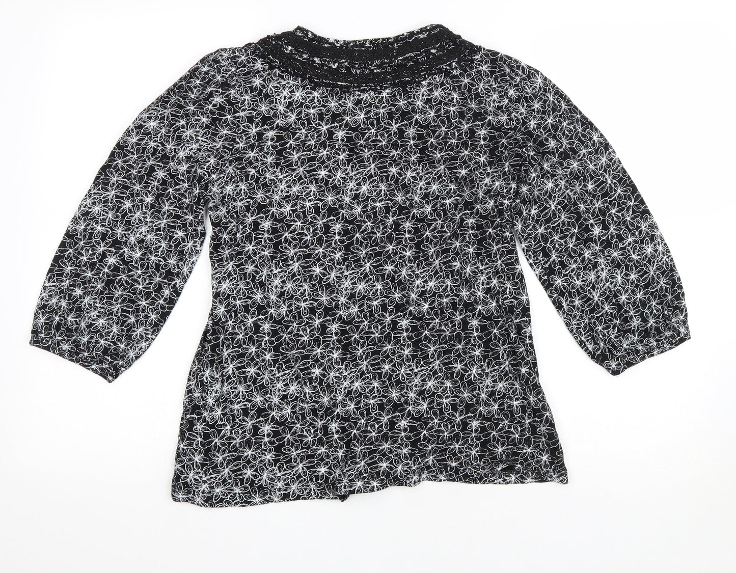 Womens UK Size 14 Debenhams Black Basic T-Shirt