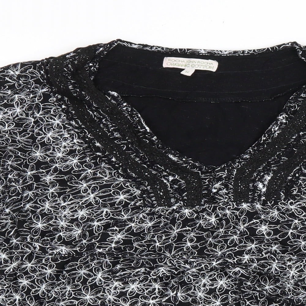 Womens UK Size 14 Debenhams Black Basic T-Shirt