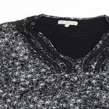 Womens UK Size 14 Debenhams Black Basic T-Shirt