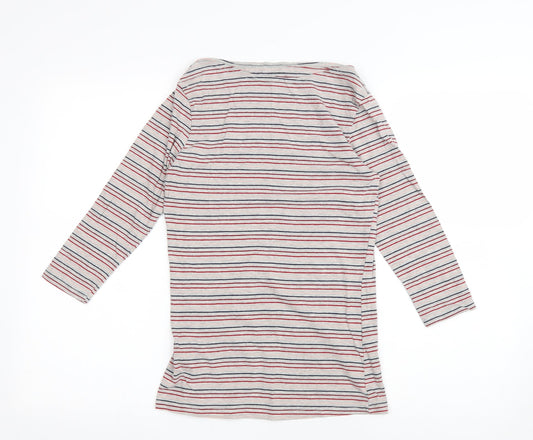Primark Womens Multicoloured Striped Polyester Basic T-Shirt Size 10 Boat Neck
