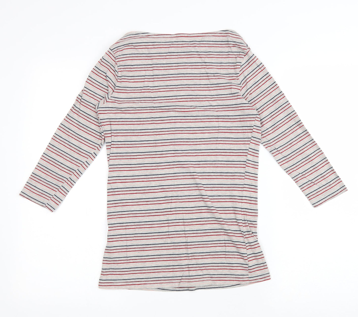Primark Womens Multicoloured Striped Polyester Basic T-Shirt Size 10 Boat Neck