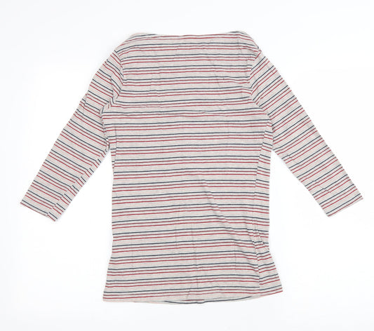 Primark Womens Multicoloured Striped Polyester Basic T-Shirt Size 10 Boat Neck