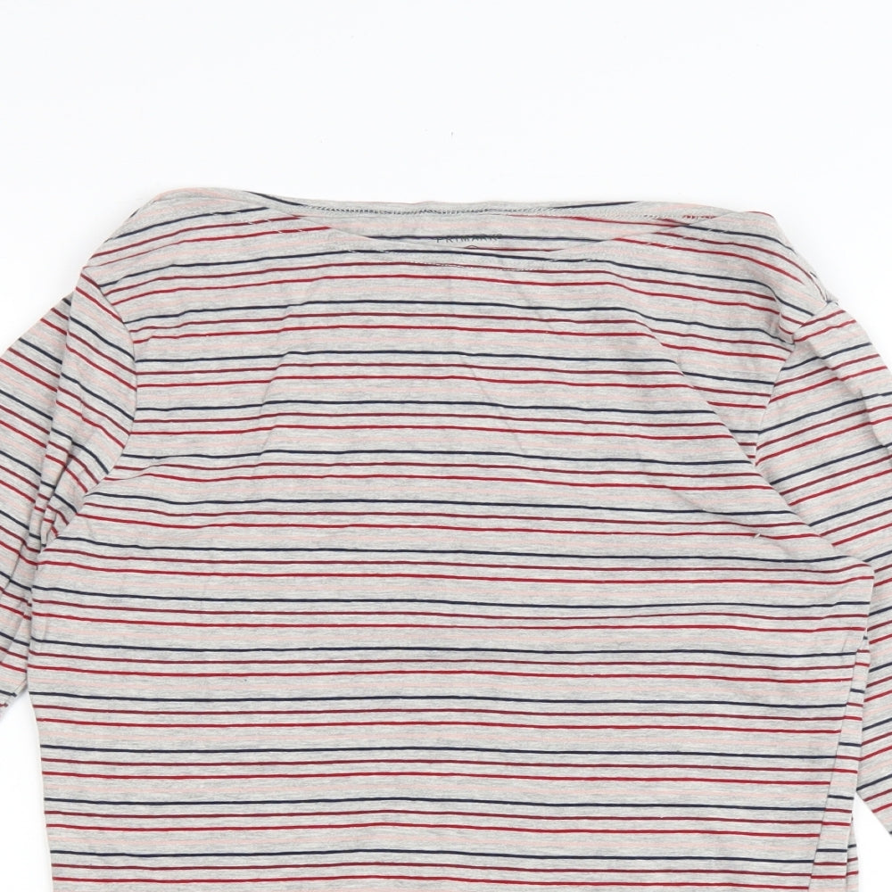 Primark Womens Multicoloured Striped Polyester Basic T-Shirt Size 10 Boat Neck