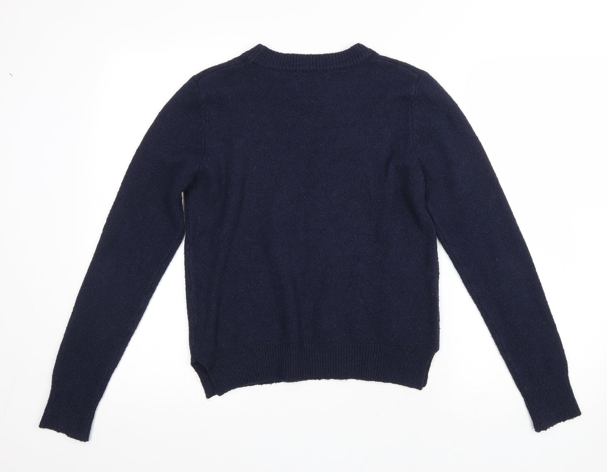 Oasis Mens Blue Round Neck Polyamide Pullover Jumper Size S