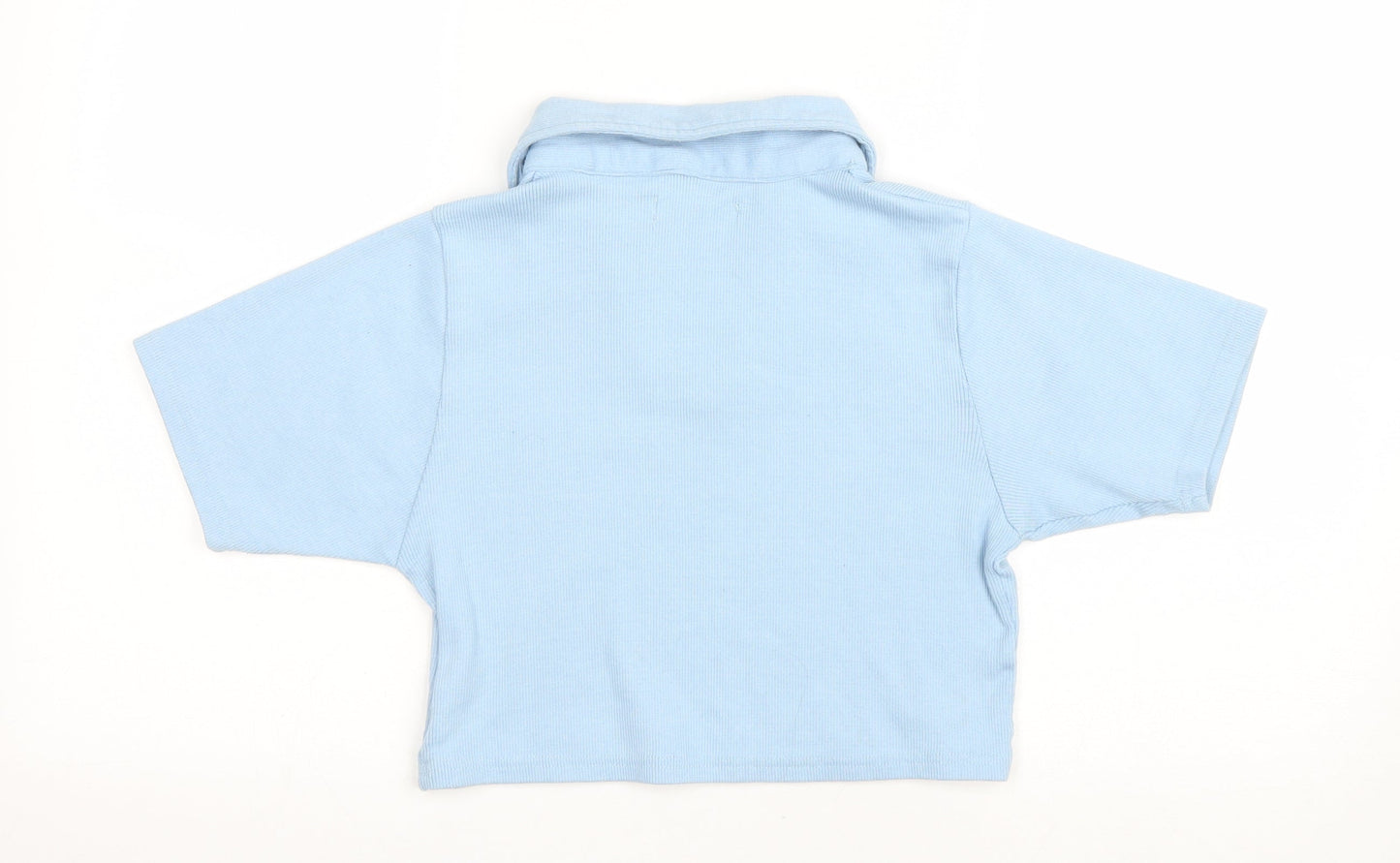 Daisy Street Womens Blue Cotton Cropped T-Shirt Size 14 V-Neck