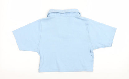 Daisy Street Womens Blue Cotton Cropped T-Shirt Size 14 V-Neck