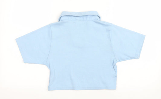 Daisy Street Womens Blue Cotton Cropped T-Shirt Size 14 V-Neck