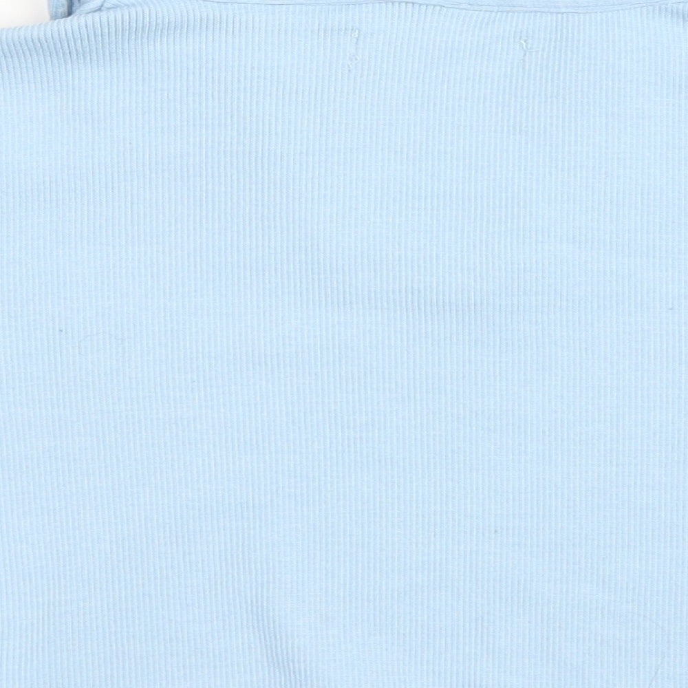 Daisy Street Womens Blue Cotton Cropped T-Shirt Size 14 V-Neck