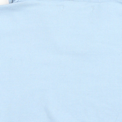 Daisy Street Womens Blue Cotton Cropped T-Shirt Size 14 V-Neck