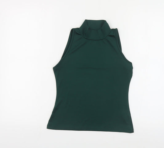 Nasty Gal Womens Green Polyester Basic Tank Size 6 Mock Neck