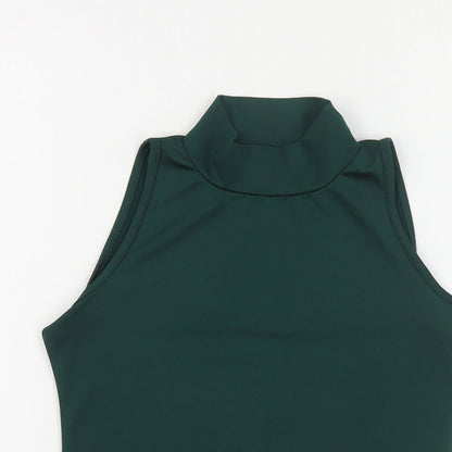 Nasty Gal Womens Green Polyester Basic Tank Size 6 Mock Neck