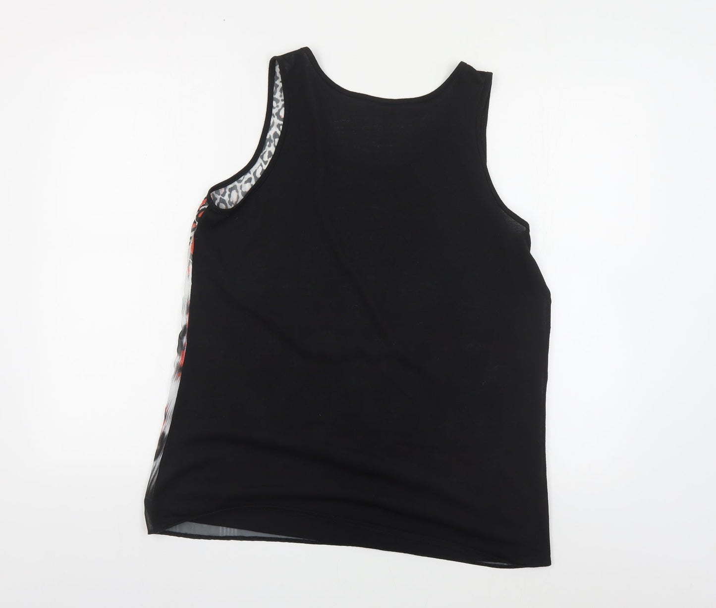 F&F Womens Black Geometric Polyester Basic Tank Size 14 Scoop Neck