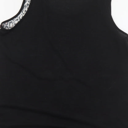 F&F Womens Black Geometric Polyester Basic Tank Size 14 Scoop Neck