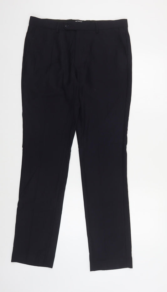Mens UK Size 34 in Cedar Wood State Regular Fit Dress Pants Blue Trousers