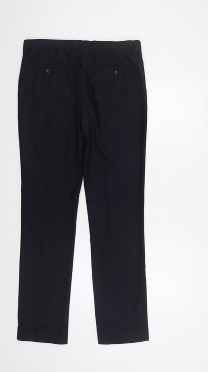 Mens UK Size 34 in Cedar Wood State Regular Fit Dress Pants Blue Trousers