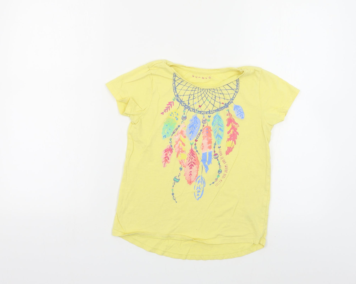 Nutmeg Girls Yellow Cotton Pullover T-Shirt Size 10-11 Years Crew Neck Pullover - Dreamcatcher