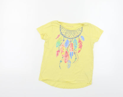 Nutmeg Girls Yellow Cotton Pullover T-Shirt Size 10-11 Years Crew Neck Pullover - Dreamcatcher