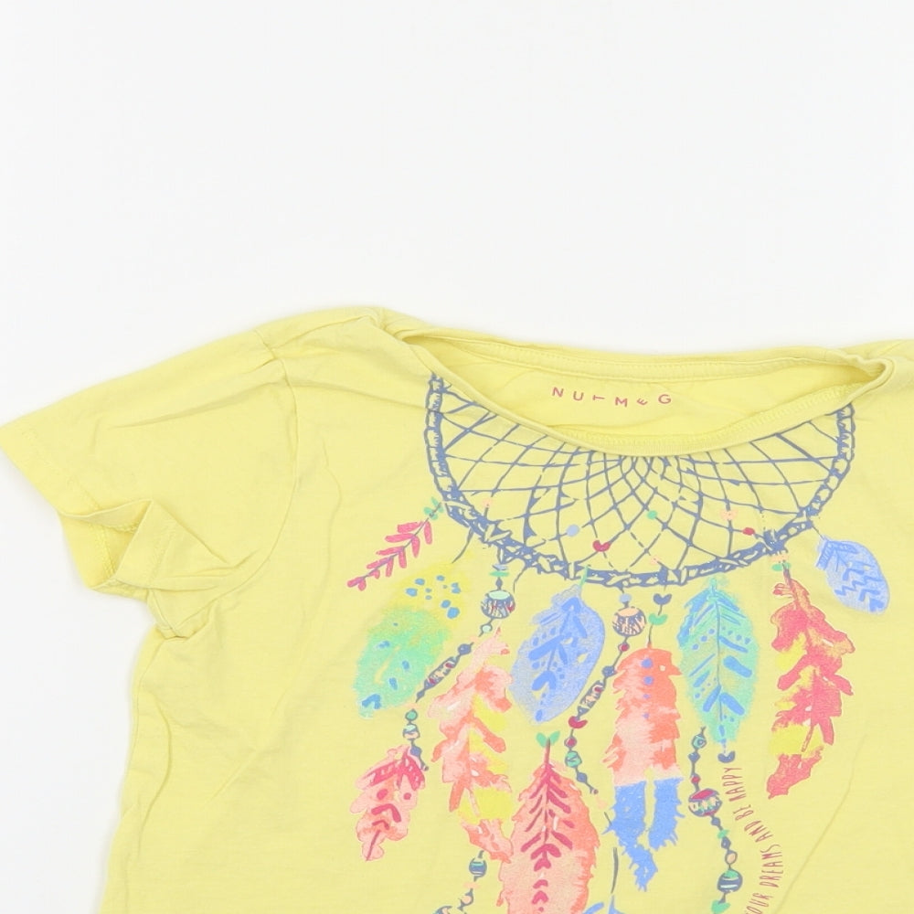 Nutmeg Girls Yellow Cotton Pullover T-Shirt Size 10-11 Years Crew Neck Pullover - Dreamcatcher
