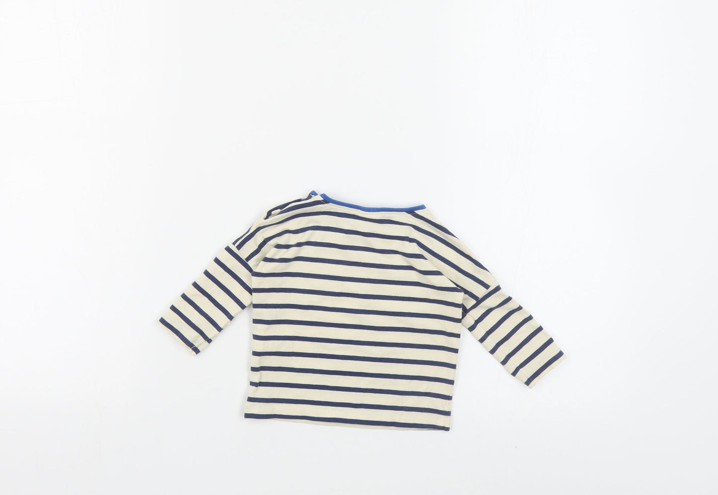 NEXT Baby Beige Striped Cotton Pullover Polo Size 3-6 Months Crew Neck Snap - Cute Animals
