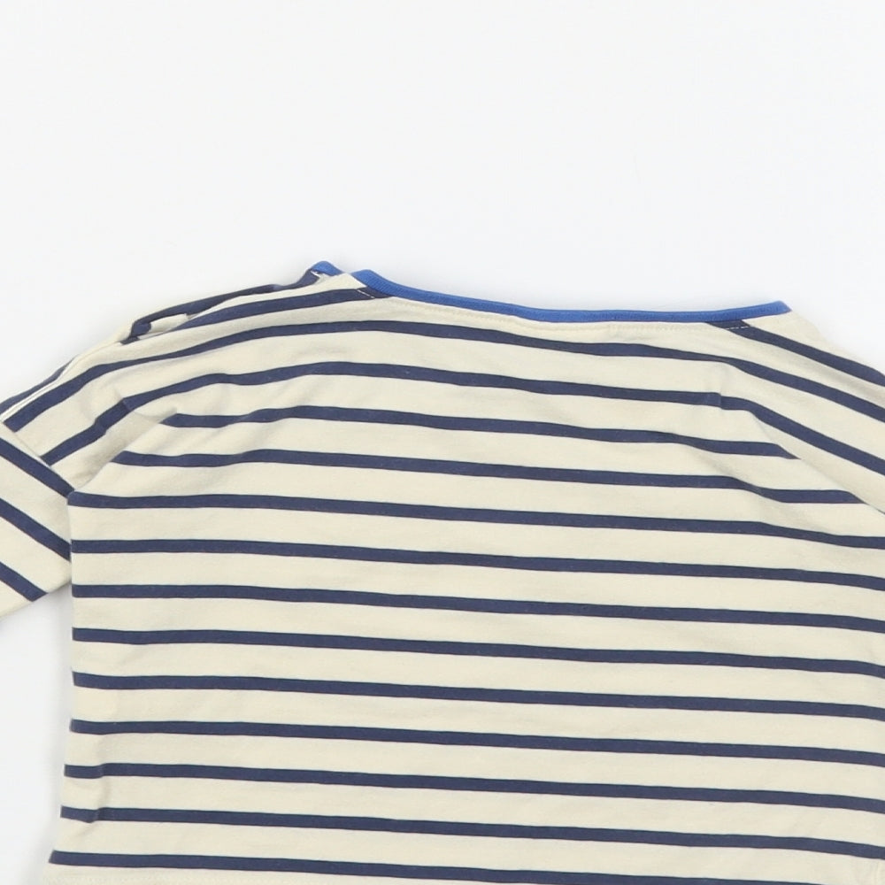 NEXT Baby Beige Striped Cotton Pullover Polo Size 3-6 Months Crew Neck Snap - Cute Animals