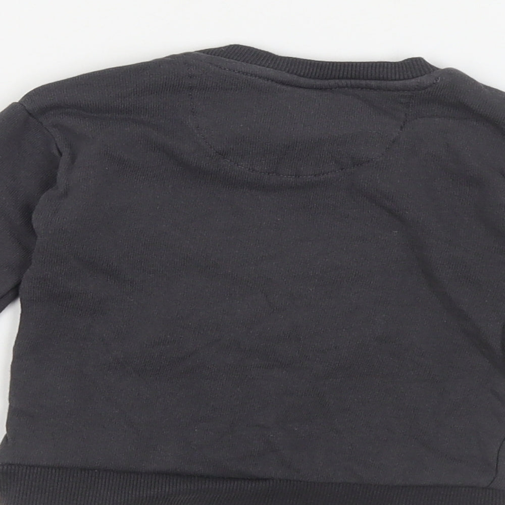 F&F Baby Grey Cotton Pullover Jumper Size 6-9 Months Snap - Mickey Mouse