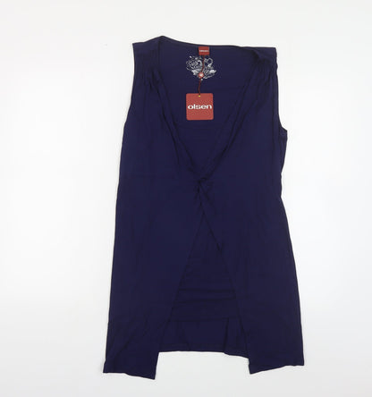 Olsen Womens Blue Viscose Basic Tank Size 14 Scoop Neck
