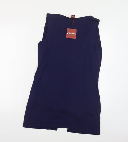 Olsen Womens Blue Viscose Basic Tank Size 14 Scoop Neck