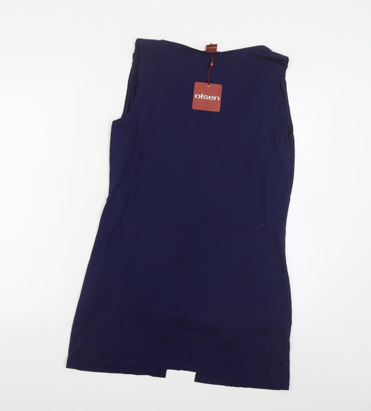 Olsen Womens Blue Viscose Basic Tank Size 14 Scoop Neck