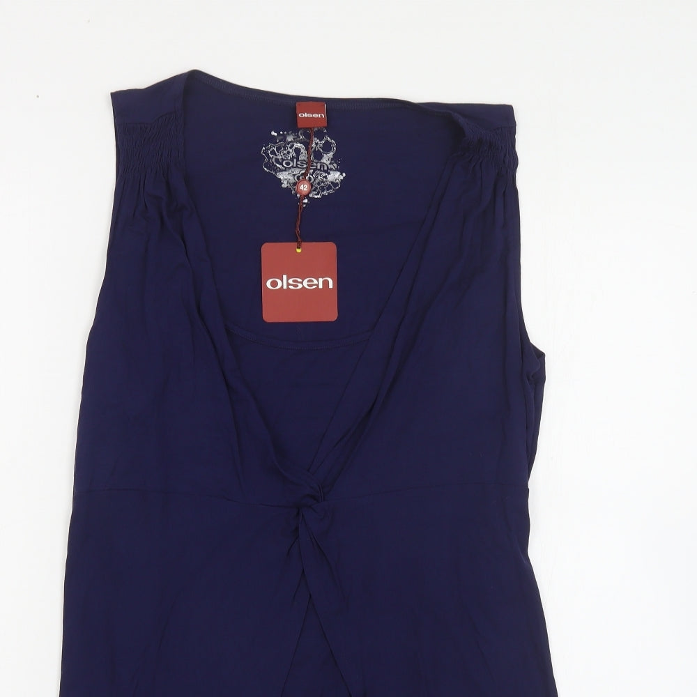 Olsen Womens Blue Viscose Basic Tank Size 14 Scoop Neck