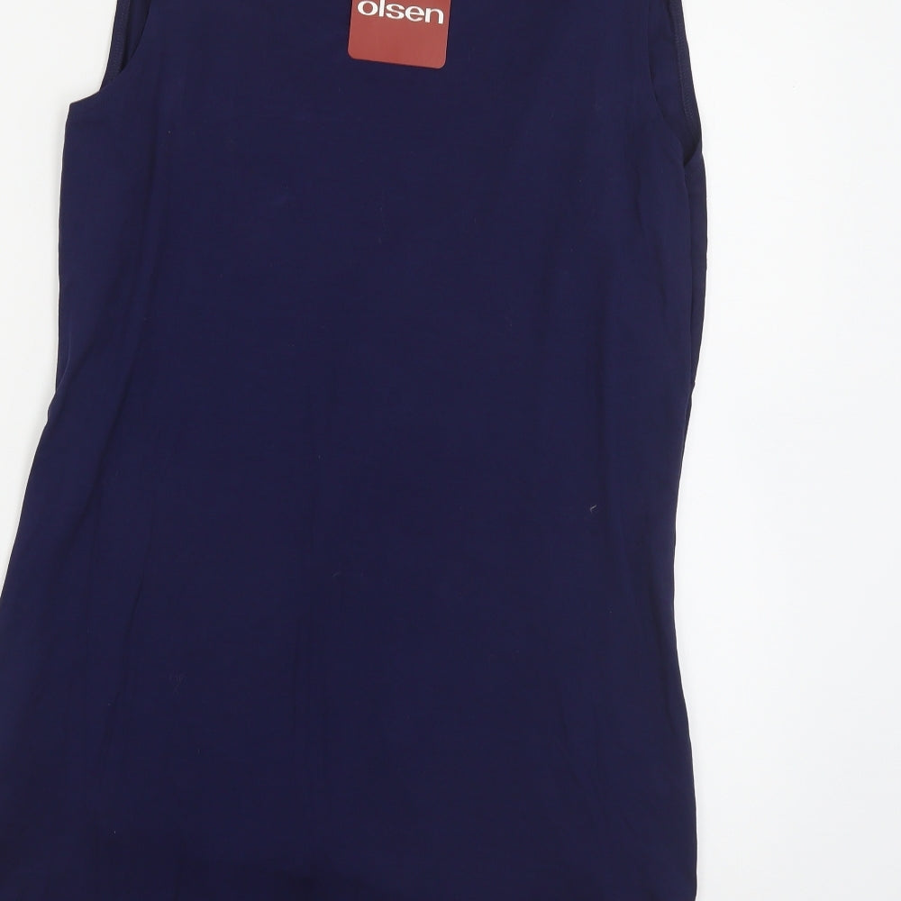 Olsen Womens Blue Viscose Basic Tank Size 14 Scoop Neck