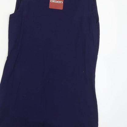 Olsen Womens Blue Viscose Basic Tank Size 14 Scoop Neck