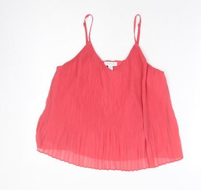 Topshops Womens Pink Polyester Camisole Tank Size 8 V-Neck