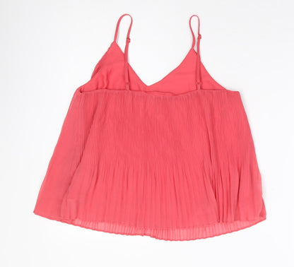 Topshops Womens Pink Polyester Camisole Tank Size 8 V-Neck