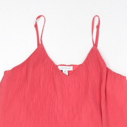 Topshops Womens Pink Polyester Camisole Tank Size 8 V-Neck