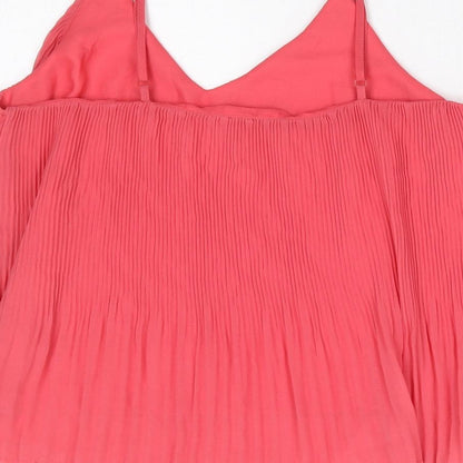 Topshops Womens Pink Polyester Camisole Tank Size 8 V-Neck