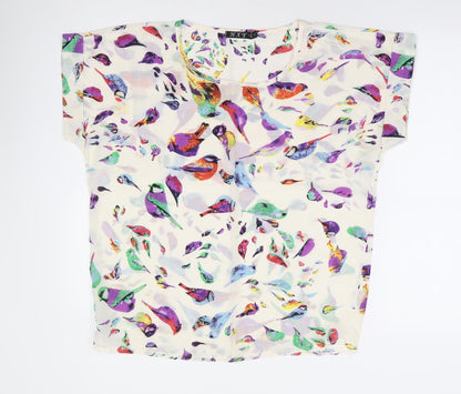 HXY Womens Multicoloured Geometric Polyester Basic Polo Size L Round Neck - Bird Print Box Tee
