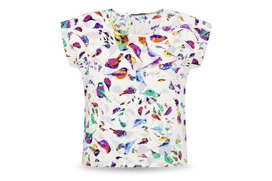 HXY Womens Multicoloured Geometric Polyester Basic Polo Size L Round Neck - Bird Print Box Tee