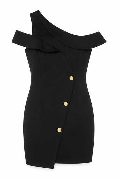 ASOS Womens Black Polyester Bodycon Size 10 One Shoulder Pullover - Cold Shoulder Detail