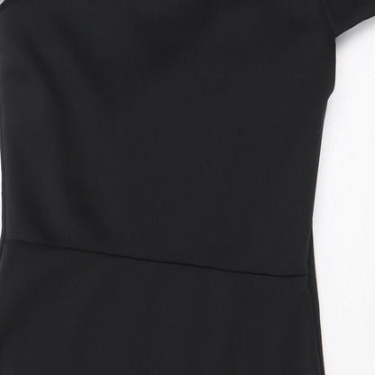 ASOS Womens Black Polyester Bodycon Size 10 One Shoulder Pullover - Cold Shoulder Detail