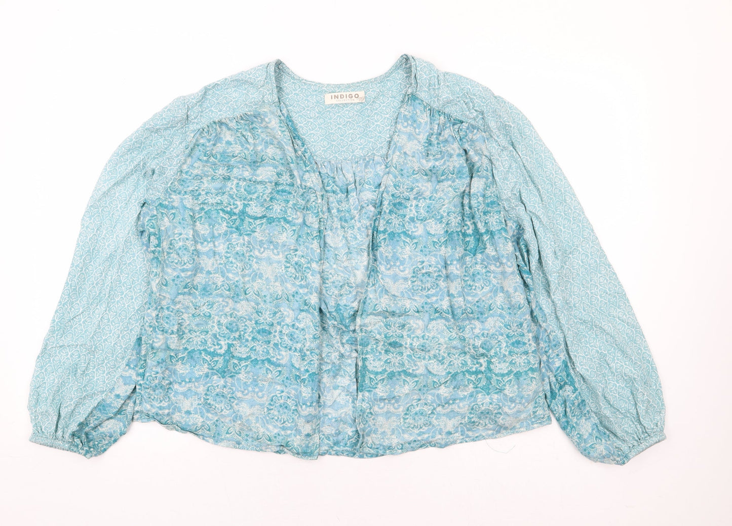 Indigo Womens Blue Floral Kimono Jacket Size 10