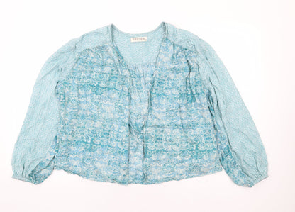 Indigo Womens Blue Floral Kimono Jacket Size 10