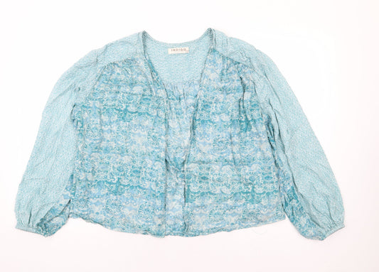 Indigo Womens Blue Floral Kimono Jacket Size 10