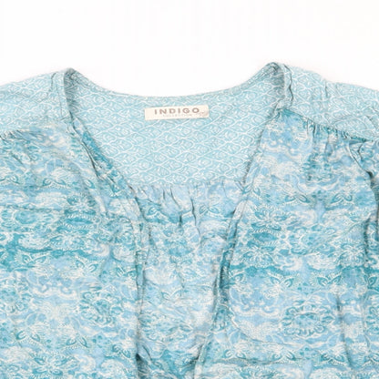 Indigo Womens Blue Floral Kimono Jacket Size 10