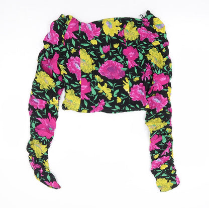 Womens UK Size S Zara Multicoloured Cropped Blouse